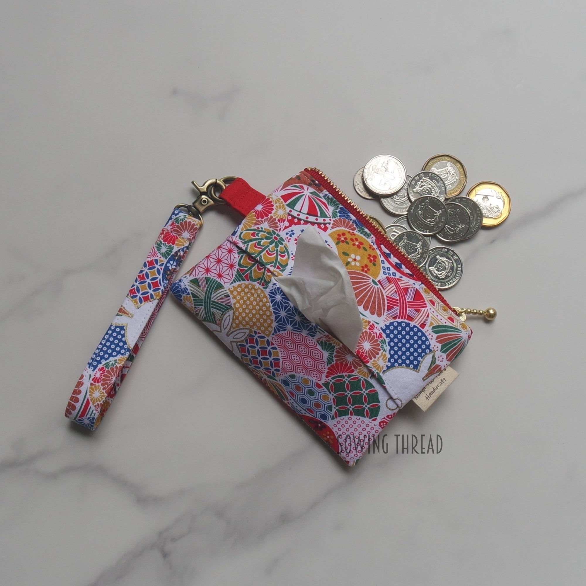 Tissue Zipper Pouch - Seigaiha Rabbit